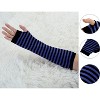 Allegra K Women's Stripe Print Knitted Fingerless Elbow Length Gloves Warmers One Size 1 Pair - 2 of 4