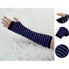 Allegra K Women's Stripe Print Knitted Fingerless Elbow Length Gloves Warmers One Size 1 Pair - image 2 of 4