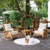 Cambridge Casual 3pc Carmel Teak Wood Outdoor Patio Small Spaces Rocker Conversation Set with Tan Cushions - 2 of 4