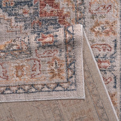 Blue and Beige Medallion Synthetic 8' x 10' Area Rug