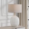 Uttermost Whiteout Table Lamp – Mottled Aged White Glass, Brushed Nickel, 29.75” Tall, Linen Shade - 2 of 4