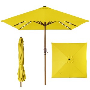 Best Choice Products 9ft Deep Square Solar LED Lighted Patio Umbrella w/ Faux Wood Texture, UV-Resistant - 1 of 4