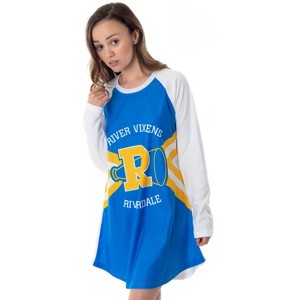 Riverdale Women's River Vixens Costume Raglan Sleep Shirt Pajama Nightgown - 1 of 4