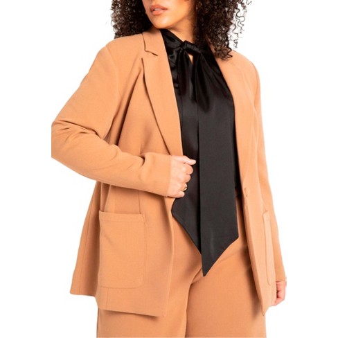 LIMITED COLLECTION Plus Size Camel Brown Longline Blazer, 42% OFF