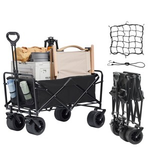 350 lbs Heavy Duty Collapsible Folding Wagon with All-Terrain Wheels, 3 cu.ft Portable Utility Cart - 1 of 4