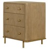 ORRD 3-Drawer Nightstand with USB Ports, Mid-Century Modern Bedside Table with Felt Liner & Aged Brass Knobs, Wire-Brushed Sand Wash Finish - 4 of 4