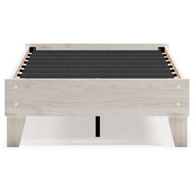 Beige Transitional Twin Platform Bed with Wood Frame