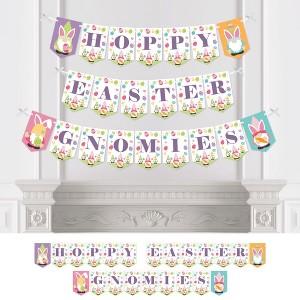 Big Dot of Happiness Easter Gnomes - Spring Bunny Party Bunting Banner - Party Decorations - Hoppy Easter Gnomies - 1 of 4