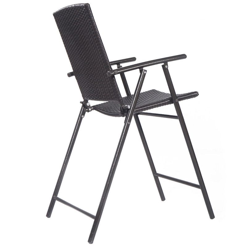 Costway 4 PCS Folding Rattan Wicker Bar Stool Chair Indoor &Outdoor Furniture Brown, 5 of 10