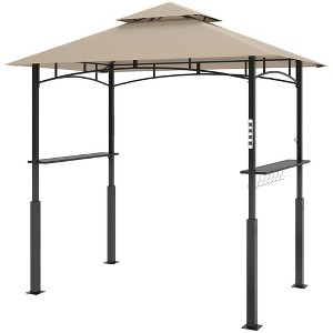 Aghana Digitals Khaki Outdoor Grill Gazebo with LED Light, Double-Top Design, Side Shelves, Hooks & - 1 of 4