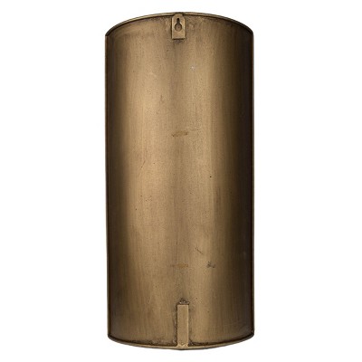 Antiqued Brass Curved Wall Planter with Riveted Accents