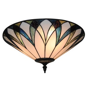 YIYIBYUS 18inch Retro 3-Light Stained Glass Flush Mount Ceiling Light - 1 of 4