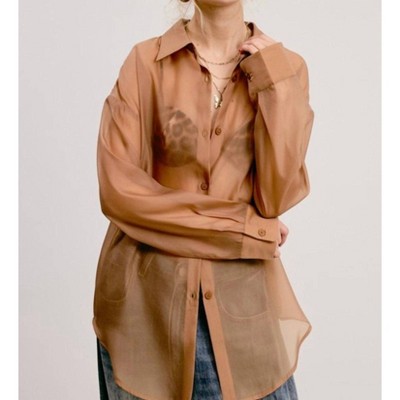 Women's Dress To Impress Sheer Button Down Top - MABLE