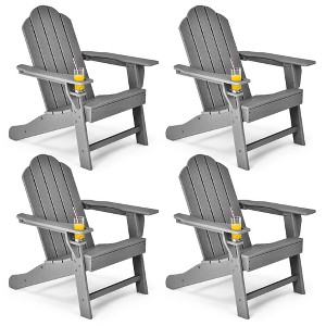 Costway 4PCS Patio Adirondack Chair Weather Resistant Garden Deck W/Cup Holder White\Black\Grey\Turquoise\Navy\Red - 1 of 4