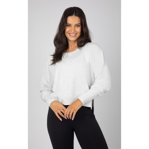 Yogalicious Womens Terry Brushed Hi Low Sweatshirt - Heather Light