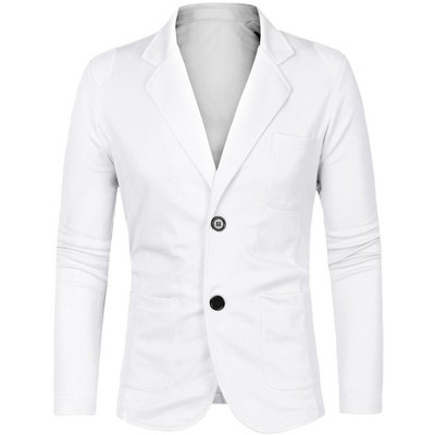 Lars Amadeus Men's Lightweight Notched Lapel Solid Color Long Sleeve Blazer White X Large — фото 2