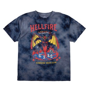 Stranger Things Hellfire Club Men's Black Cloud Wash Short Sleeve Tee - 1 of 4