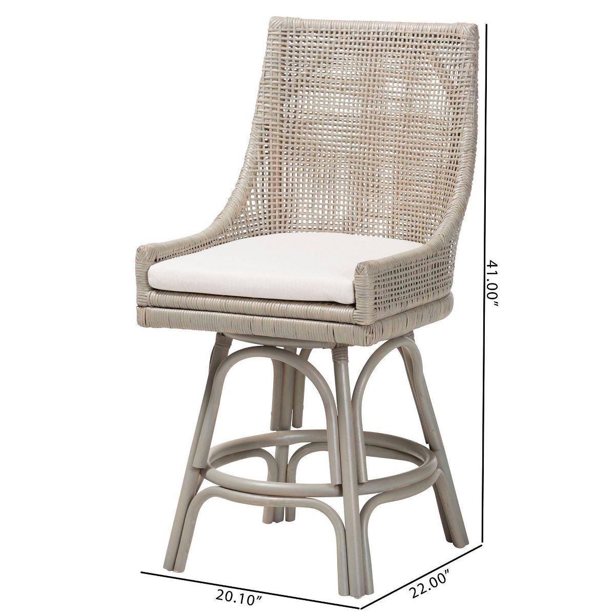 bali & pari Bella Swivel Rattan Counter Stool with Cushion French Gray - thumbnail 5