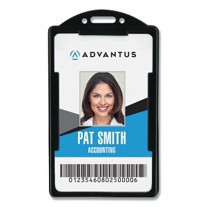 Advantus ID Card Holders, Vertical, Black 2.38" x 3.68" Holder, 2.13" x 3.38" Insert, 25/Pack - 1 of 2