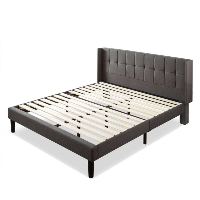 Dori Upholstered Platform Bed Frame with Wingback Headboard Gray - Zinus, 1 of 9