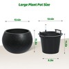 11.3 H x 13.4 " Dia Round Self Watering Pots Plant Pots with Built-in Drainage & Water Level Monitor for Patio, Porch, Home Office,White Dots - 3 of 4