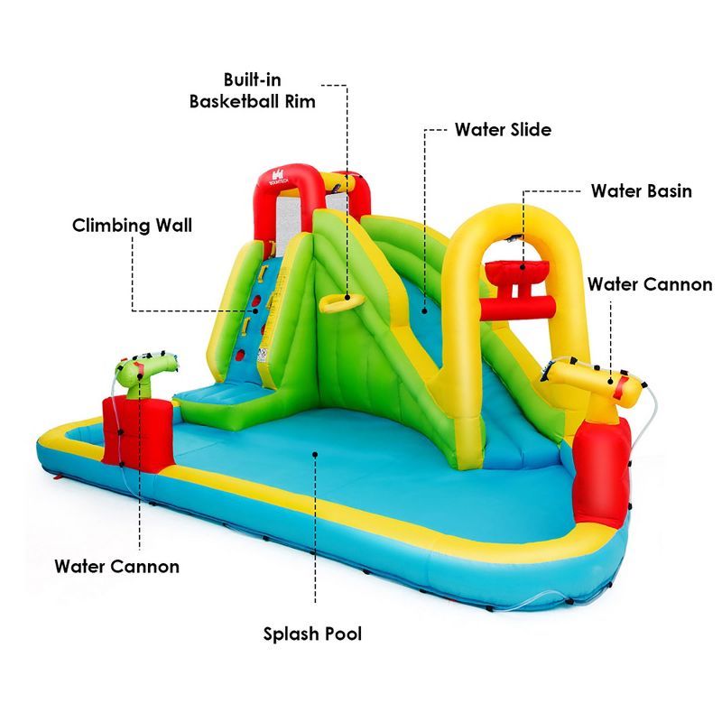 Costway Inflatable Water Slide Kids Splash Pool Bounce House without Blower, 3 of 10