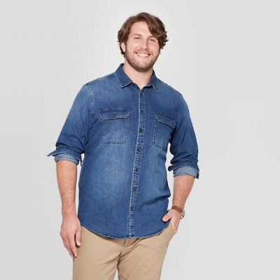 big and tall blue jean shirt