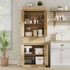 Kitchen Pantry Cabinet, Tall Storage Cabinet with Rattan Doors and Adjustable Shelves, Freestanding Cupboard with Drawer - 3 of 4