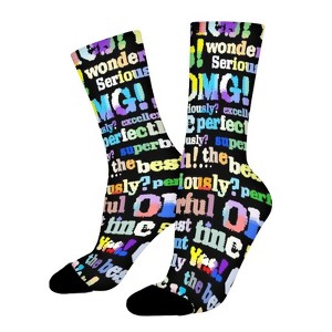 Newspaper With Worlds Women Printed Crew Socks Funny Funky Socks Soft Polyester Novelty Gifts for Artists Men - 1 of 1