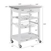 22.5"Mobile Rolling Kitchen Island Trolley Serving Cart with Underneath Drawer & Slide-Out Wire Storage Basket - 2 of 4