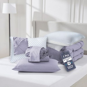Nestl Comforter Set, 9 Piece Pinch Pleated Bedding Set, Bed in a Bag, All season Bed Set with Cooling Pillows - 1 of 4