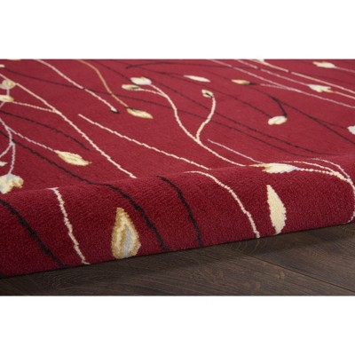 Handmade Red Floral Rectangular Synthetic 5' x 7' Area Rug