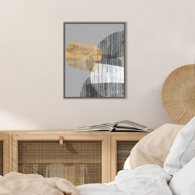 20" x 23" Gray and Gold Abstract Canvas Print
