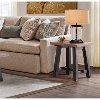 Adam 27" Natural and Black Solid Wood Side Table