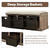 YOOCOZZ Rustic Bench with 3 Removable Rattan Baskets and Cushion - 4 of 4