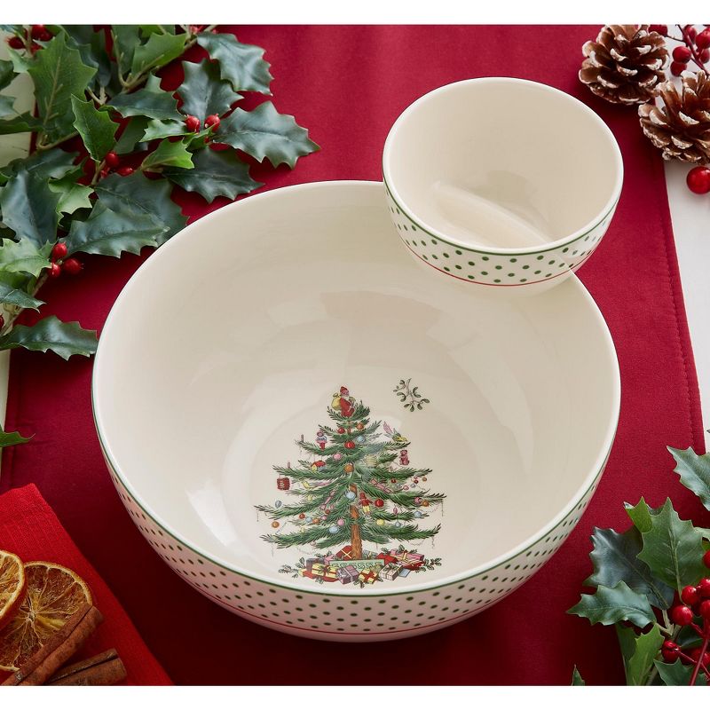 Spode Christmas Tree Polka Dot Tiered Chip and Dip, 4 of 6