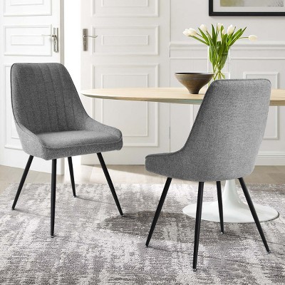 Set of 2 Modern Upholstered Dining Chairs, Armless Kitchen Chairs with Metal Legs, Padded Seat & Tufted Back for Dining Room-Maison Boucle