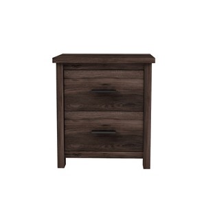 TiramisuBest Vintage Two Drawer Nightstand, Simple and Generous Storage Space,Dark Walnut with Walnut for Nightstands - 1 of 4