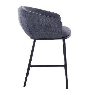 Charcoal Swivel Counter Height Barstools with Metal Frame - Set of 2