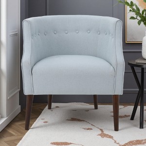 Fabric Modern Club Chair with Button-Tufted Back and Birch Wood Legs - 1 of 4