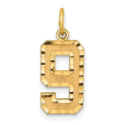 Black Bow Jewelry 14K Yellow Gold, Varsity Collection, Medium D/C Pendant Number 9