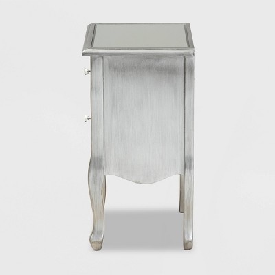 Elegant Mirrored 2-Drawer Nightstand with Crystal Knobs