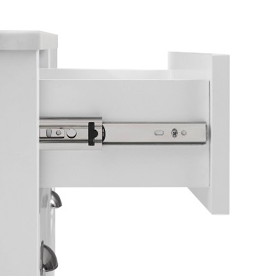 White Faux Marble Top Kitchen Island Cart with Storage