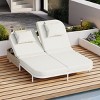 5-Position Adjustable Outdoor Daybed with Cushions and Pillows, PE Rattan Loveseat with Iron Frame for Patio or Poolside - Coolbibila - 3 of 4