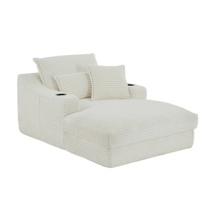 Oversized Single Seat Compressed Sofa with Cup Holder and Pocket, Corduroy Recliner with Faux Two-Layer, Washable Covers, 300 lbs Capacity - 1 of 4