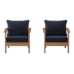 WestinTrends Avalon Outdoor Modern HDPE Patio Club Chairs with Deep Seat Cushions (Set of 2) - 1 of 4