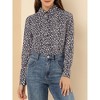 Allegra K Women's Point Collar Long Button Sleeve Button Down Floral Shirt - 2 of 4