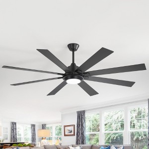 Airsurfer 65/72-In Matte Black Ceiling Fan with Color-Changing LED Light, Black & Deep Walnut 8 Blades, Remote Included, Modern Silent DC Motor Design - 1 of 4
