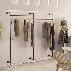 Artloge 80" Long Heavy Duty Pipe Clothes Rail Walk-in Closets Wall Mounted Garment Hanging Rod Pipe Clothing Racks for Dresses Storage, Space Saving - 1 of 4