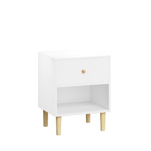 SEVOBAL Nightstands, Wooden Nightstand with Drawer and Shelf for Bedroom Storage and Organization, White, 17.72"*14.96"*23.23" - 1 of 4